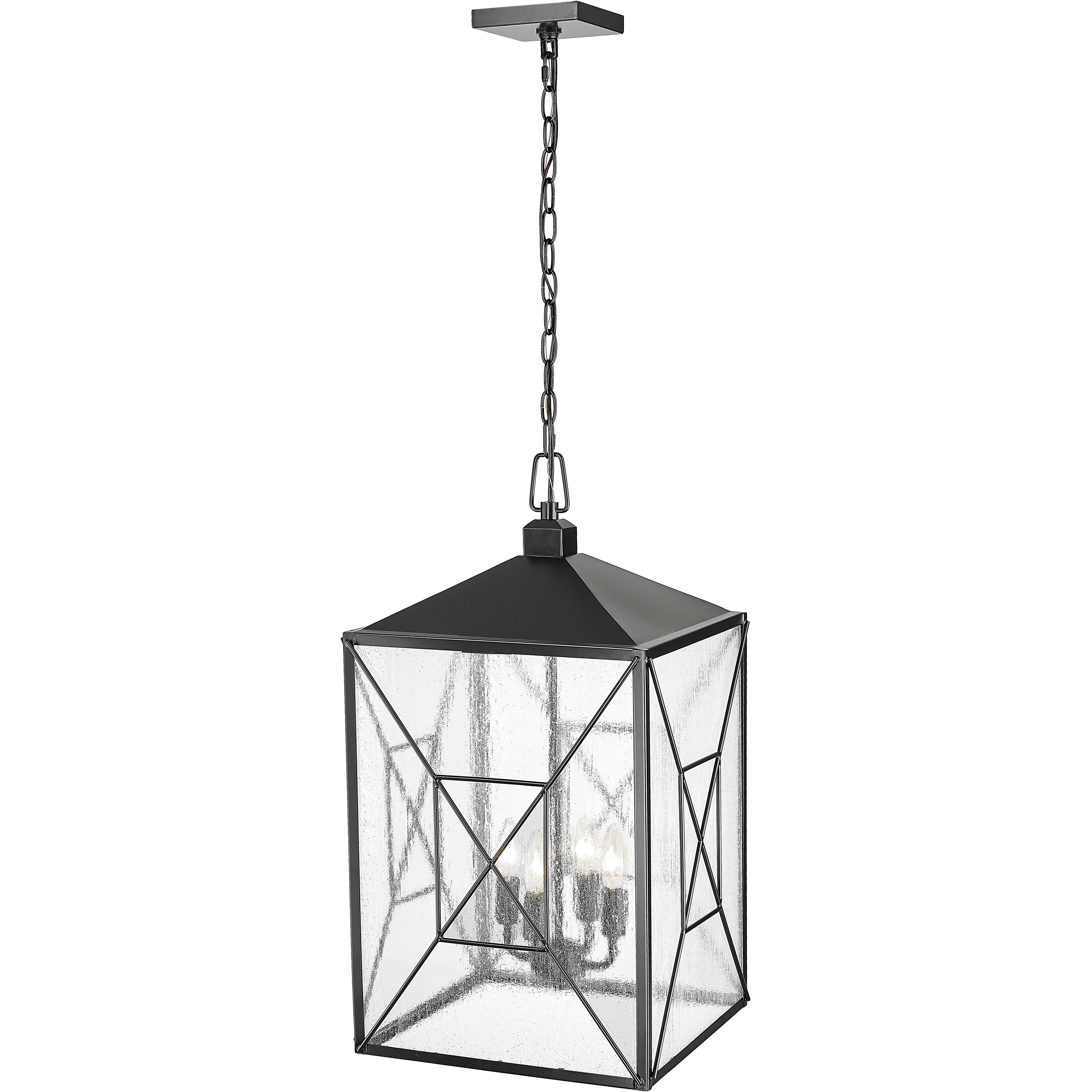 Caswell 4 Light 13.5 inch Powder Coated Black Outdoor Hanging Lantern